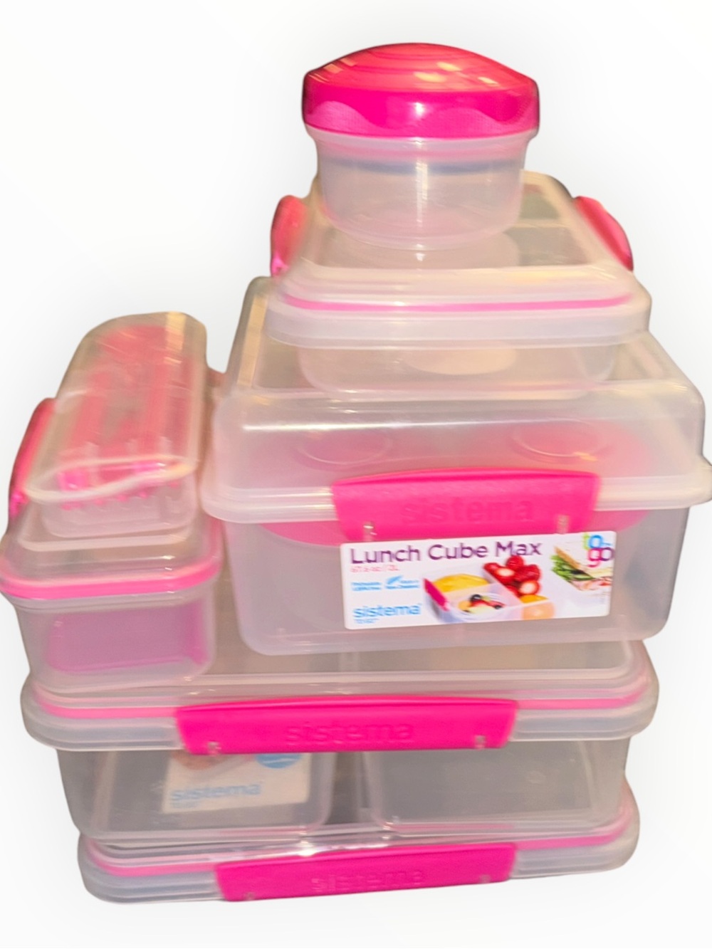 Sistemia Pink Lunch Cube Max Stackable Food Storage Set